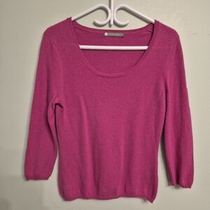 InCashmere Women's Quiet Luxury Pink Cashmere Round Neck Sweater Size Medium
